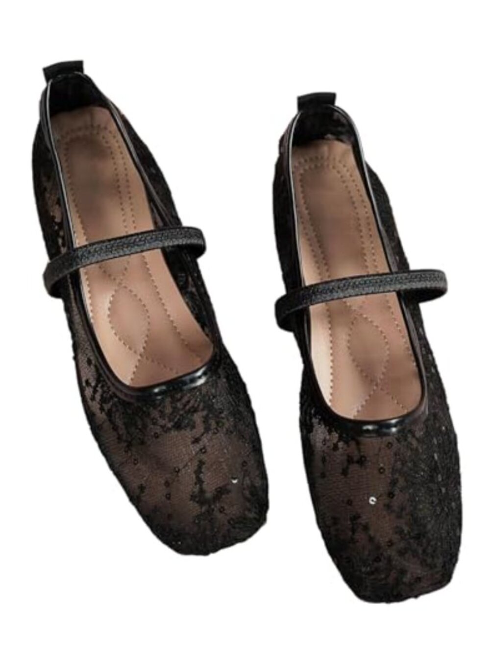 Mesh Ballet Flats Square Toe Slip On Comfortable Dressy Sandals for Women
